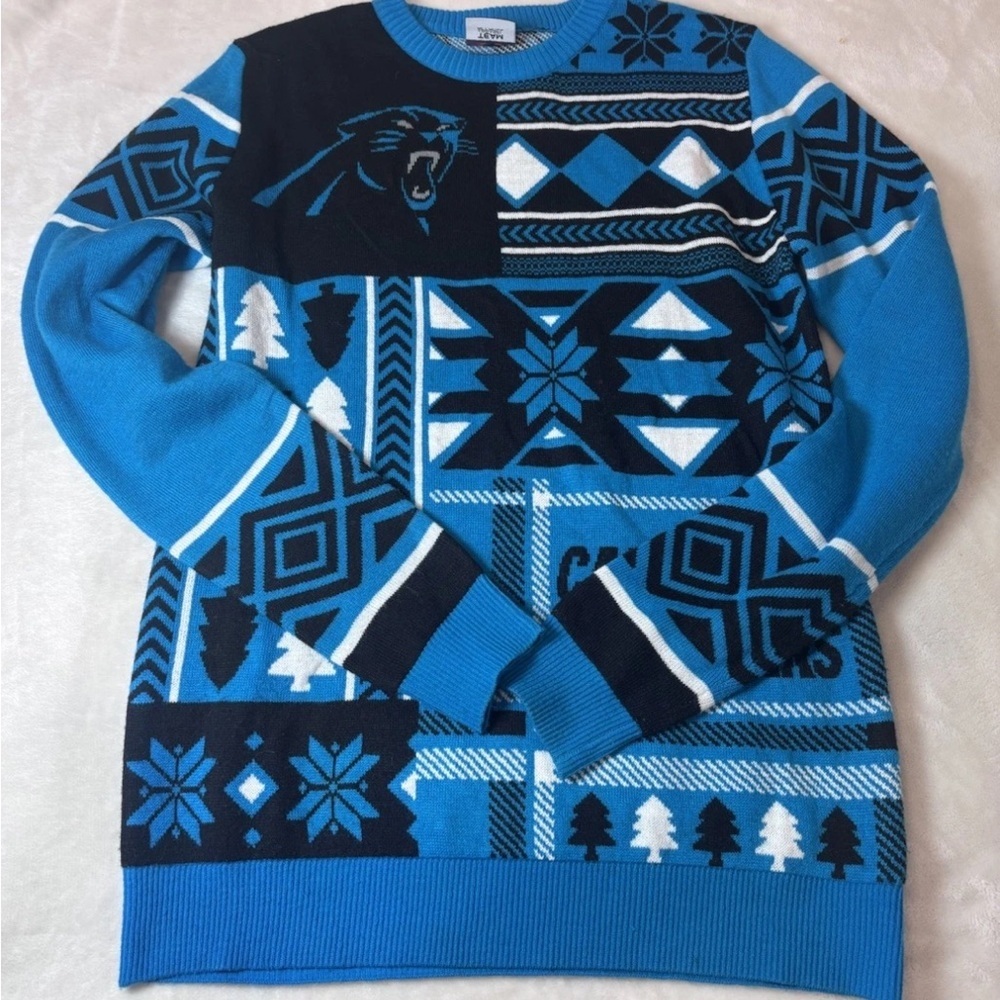 NFL Blue and Black Patterned Crewneck Sweater